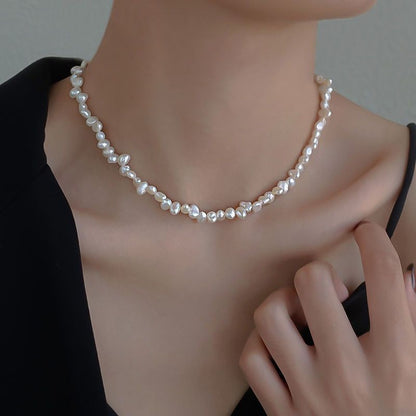 Vintage Grain Of Rice Freshwater Irregular Pearl Necklace For Women