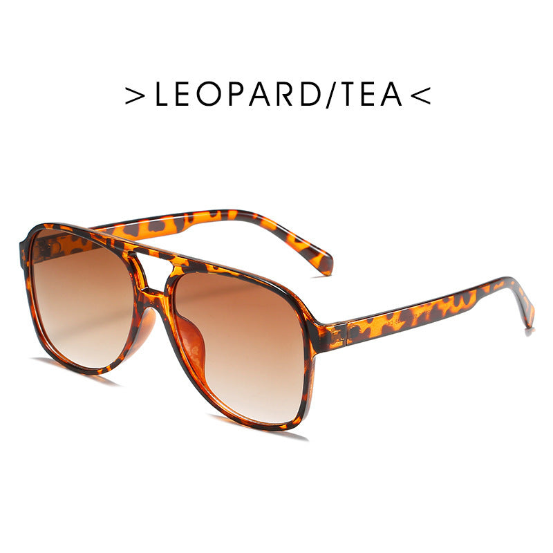 Retro Double Beam Ocean Lens Stylish Large Frame Sunglasses