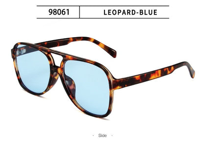Retro Double Beam Ocean Lens Stylish Large Frame Sunglasses