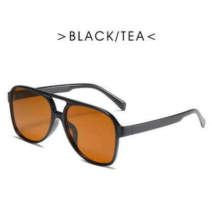 Retro Double Beam Ocean Lens Stylish Large Frame Sunglasses